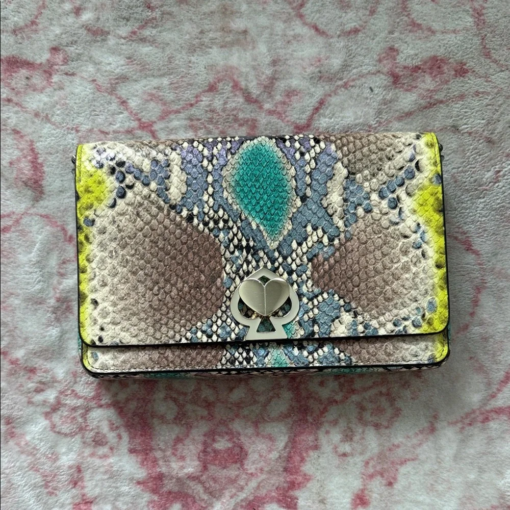 Kate spade Snake-Print Multicolor Leather Crossbody Wallet